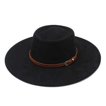 French Style Elegant Dome Hat, Cross-Border New Suede Wide Brim Jazz Hat