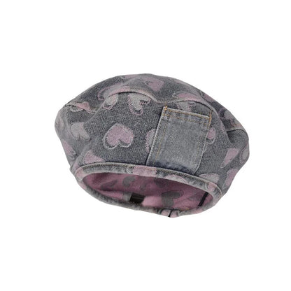 Japanese Retro Splicing Denim Octagonal Newsboy Cap