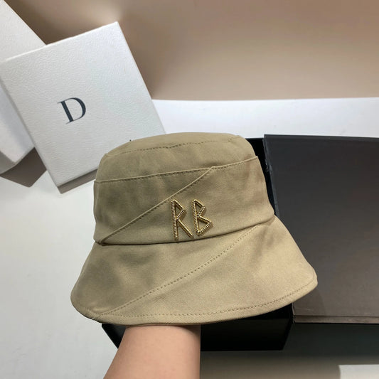 Luxury Metal Logo Letter RB Bucket Hat Women