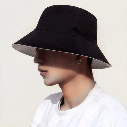 Bucket Hats Women Big Size Double-sided Fisherman Cap Summer Large Size Hip Hop