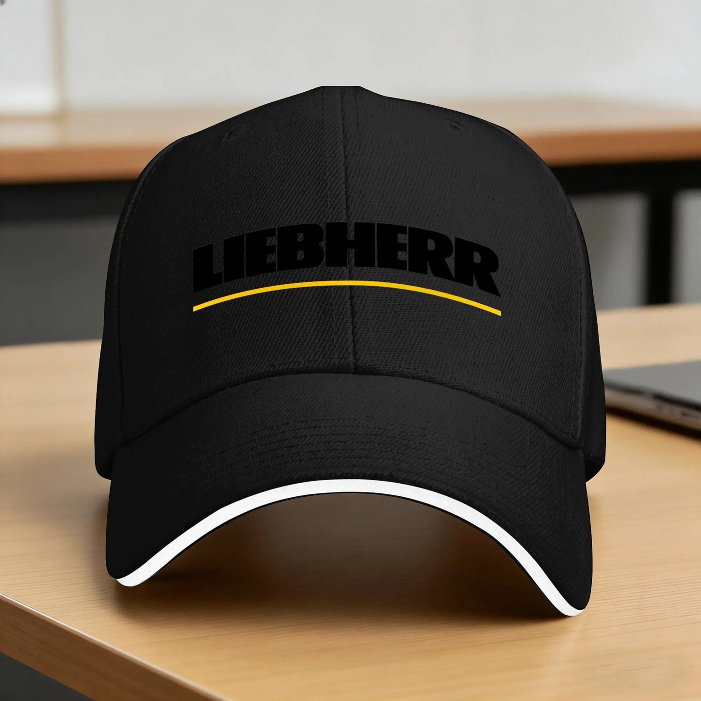 Casual Baseball Cap White Yellow Liebherr Letters