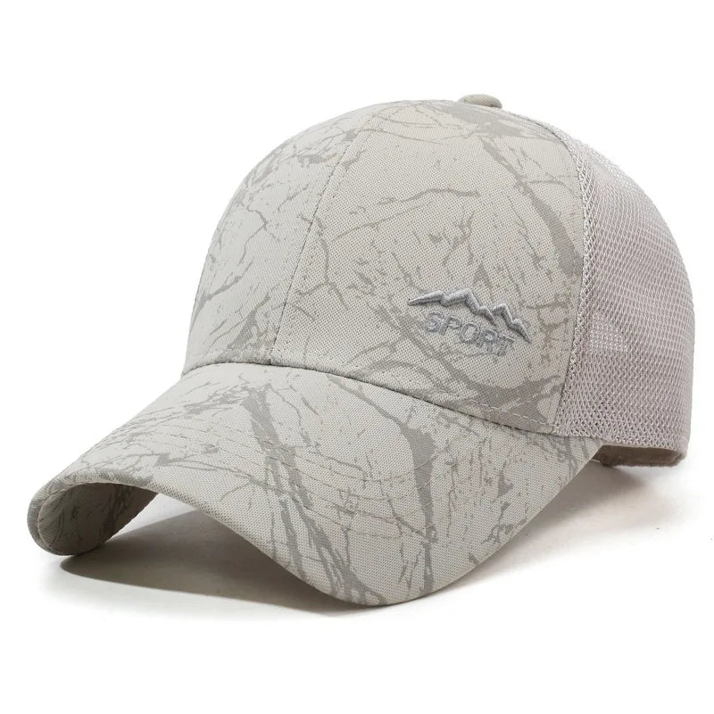 Men Women Camo Stone Print Mesh Trucker Cap