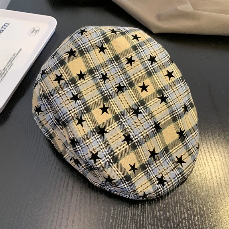 Women's Cute Hat Sweet Cool Style Japanese Star Heckered Children's