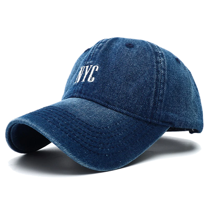 Unisex Vintage Embroidery Washed Denim Baseball Cap Adjustable Snapback Hat