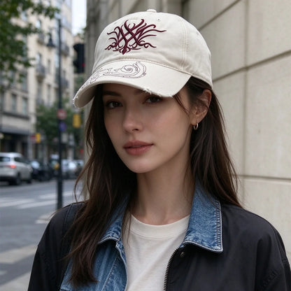 Vintage Washed Punk Hip Hop Dad Hat Embroidered Classic Style Baseball Cap Trendy Retro Fashion Accessory