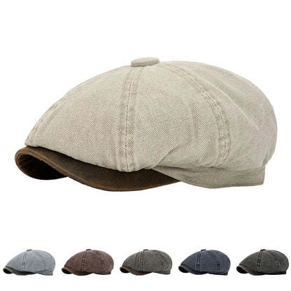 Decorative Christmas Caps Adults British Color Blocked Newsboy Cap