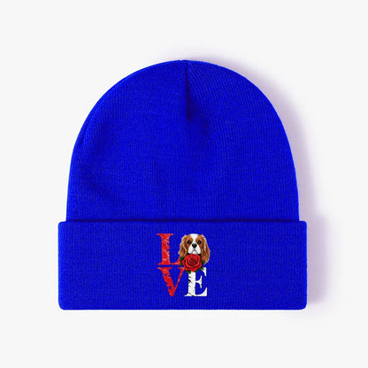 Cavalier King Charles Spaniel Rose Love Beanie Knit Winter Hat