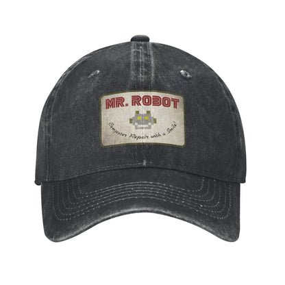 Computer With Sourires Anime Funny Mr Robot Custom Retro Cowboy Washed Baseball Caps