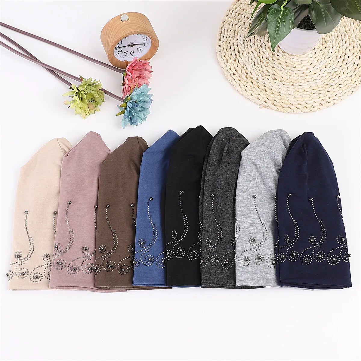 Women's New Double-Layer Cotton Bead Pullover Hat