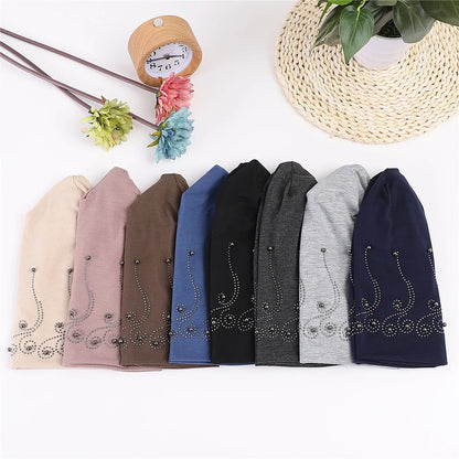 Women's New Double-Layer Cotton Bead Pullover Hat