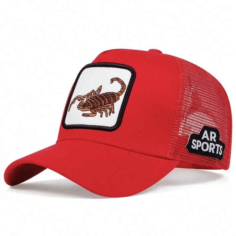 Unisex Scorpion Embroidery Baseball Net Caps Spring and Summer