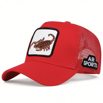 Unisex Scorpion Embroidery Baseball Net Caps Spring and Summer