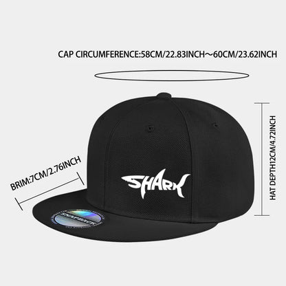 Shark Letter Print Flat-Brim Cap Snapback Cap