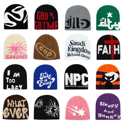 Y2k Letter Butter Knit Hats Skullies Beanies Autumn Winter Warm Hat
