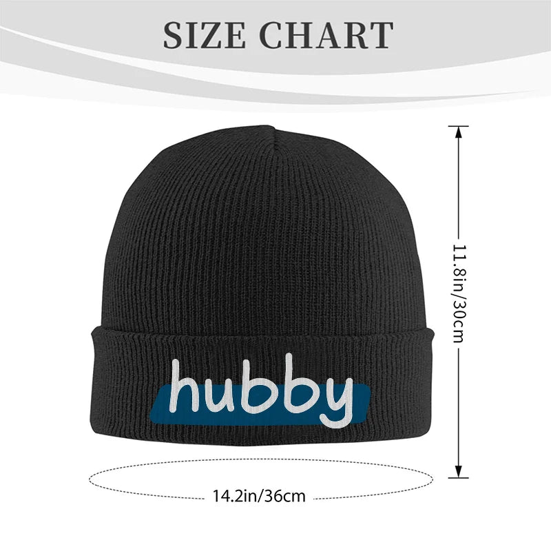 Hubby Funny Design Black Knit Beanie Hat