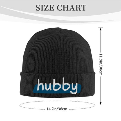 Hubby Funny Design Black Knit Beanie Hat