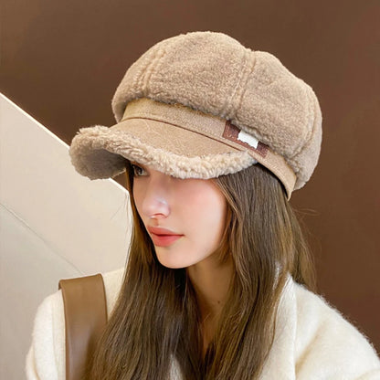 Women Winter Lamb Fleece Duckbill Hats