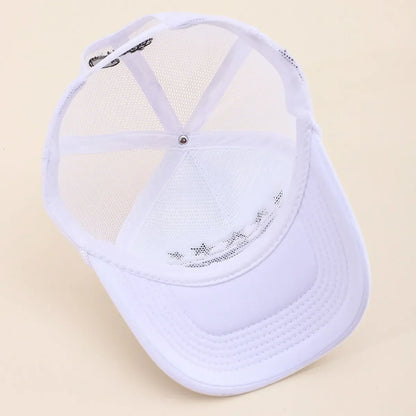 Fashionable Embroidered Baseball Hat Five Star Color Blocked Mesh
