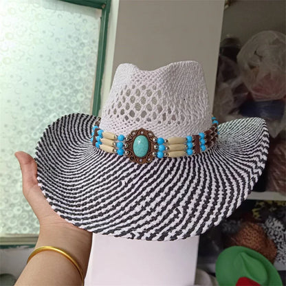 Woven Hard Summer Sapphire Accessories Neutral Cowboy Hat