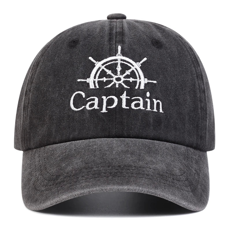Unisex Captain/First Mate Letter Embroidery Wash Baseball Caps Spring and Autumn
