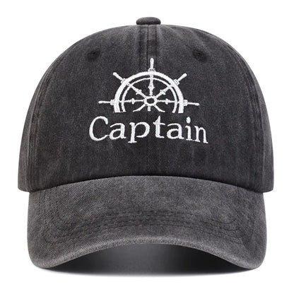 Unisex Captain/First Mate Letter Embroidery Wash Baseball Caps Spring and Autumn