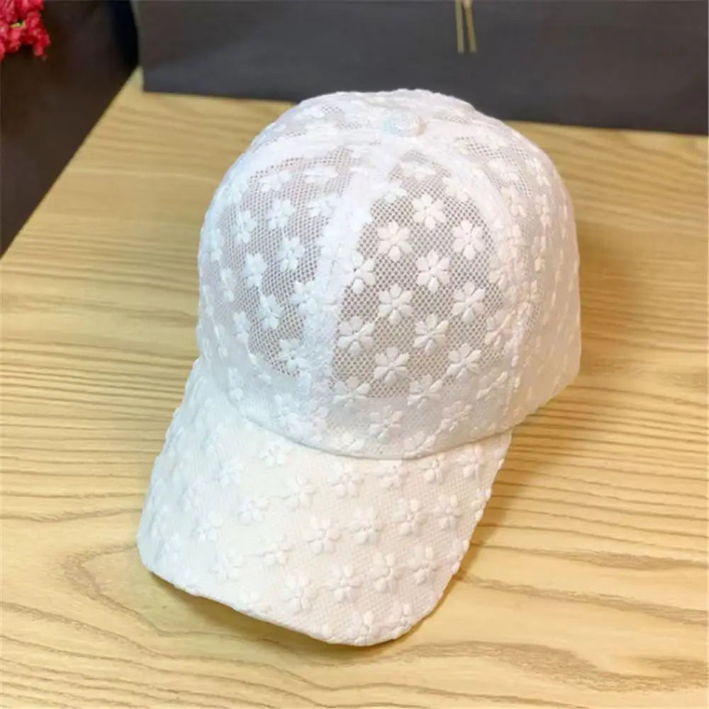 Summer Thin Lace Baseball Cap, Embroidered Flower Mesh Breathable Baseball Cap