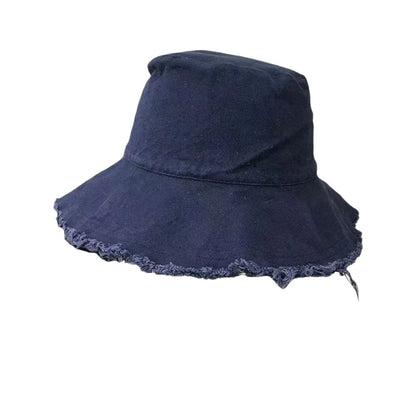 Simple Raw Edge Fisherman Hat Foldable Lightweight Thin Bucket Hat