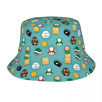 Street Princess Peach Lovely Bucket Hat Girl Outdoor Sports M-Mariod Fisherman Cap