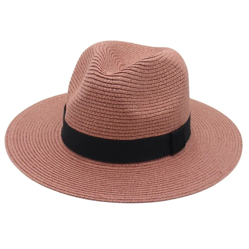 Spring And Summer Hot Selling Panama Straw Hat Square Black Ribbon Korean Style Hat