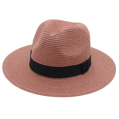 Spring And Summer Hot Selling Panama Straw Hat Square Black Ribbon Korean Style Hat
