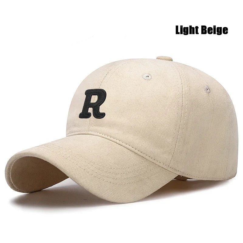 Unisex Korean Version Big Head Circumference Three-Dimensional R Letter Cotton Embroidered Baseball Cap