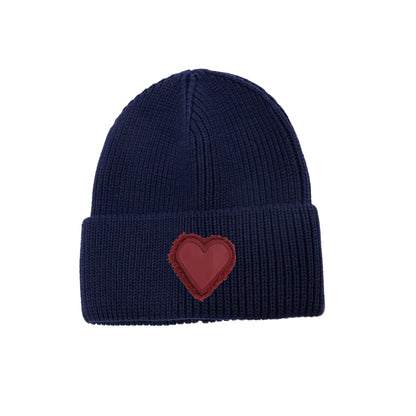 Winter Cotton Knitted Beanies Leather Heart Outdoor Hat Children Hats