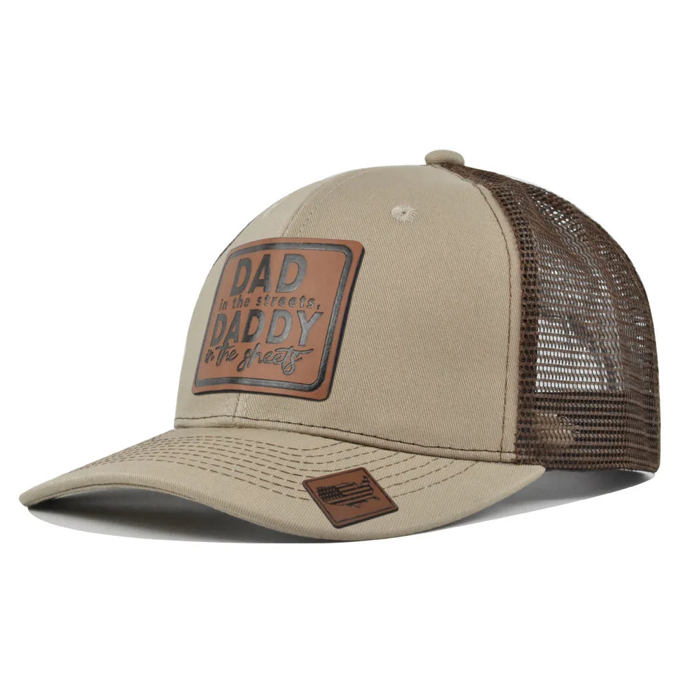 Spring Summer Leather Mesh Baseball Cap Men Women