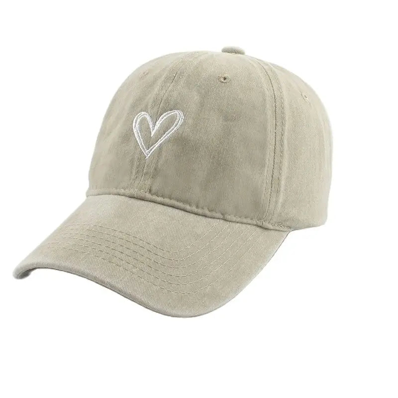 Sport Baseball Caps For Men Women Love Heart Embroidery Washed Cotton