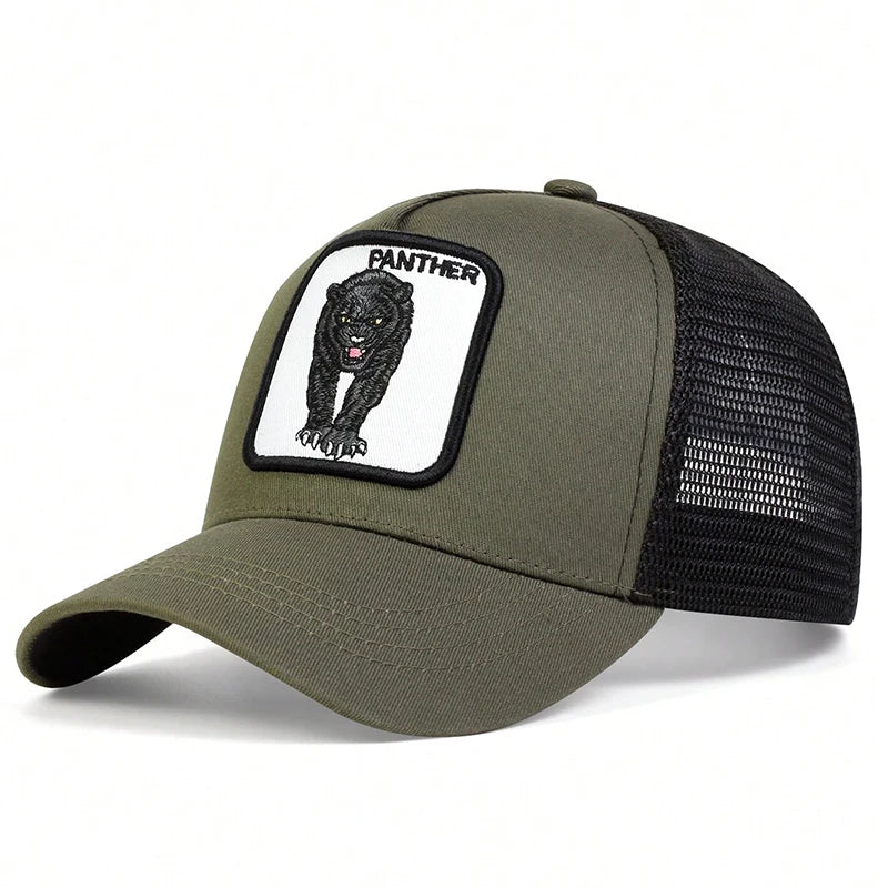 Unisex Leopard Embroidery Baseball Net Caps Spring and Summer