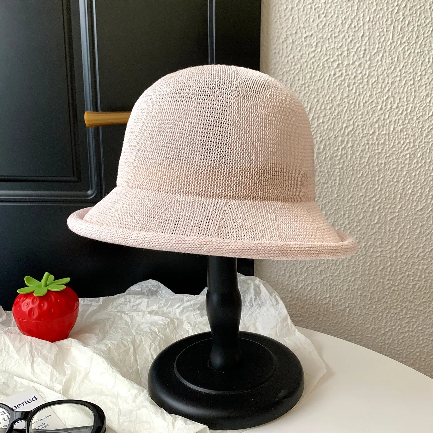 Cuffed Knitted Openwork Fisherman's Hat