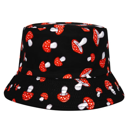 Unisex Hats Sun Shading Fishing Sun Hats Fashion Personalized Verstaile Mushroom Print Double-sided Bucket Hats Outdoor Sports