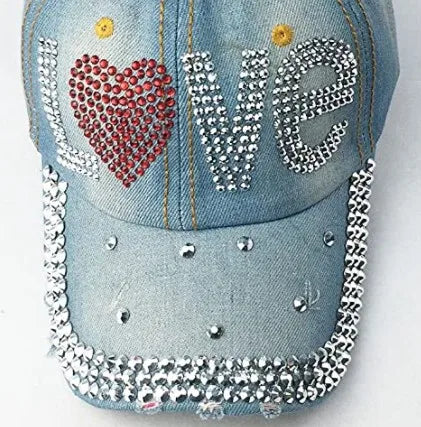 Starry Rhinestone Denim Baseball Cap