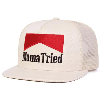 Unisex MAMA TRIED Embroidery Hip-hop Net Hats Outdoor Adjustable Casual Trucker Caps Sunscreen Hat