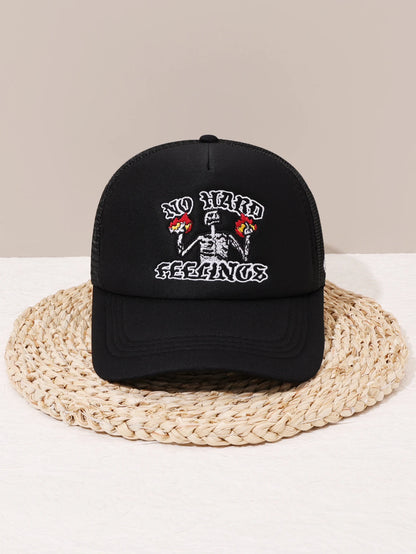 Unisex Skull Flame Embroidery Baseball Net Caps Spring and Summer