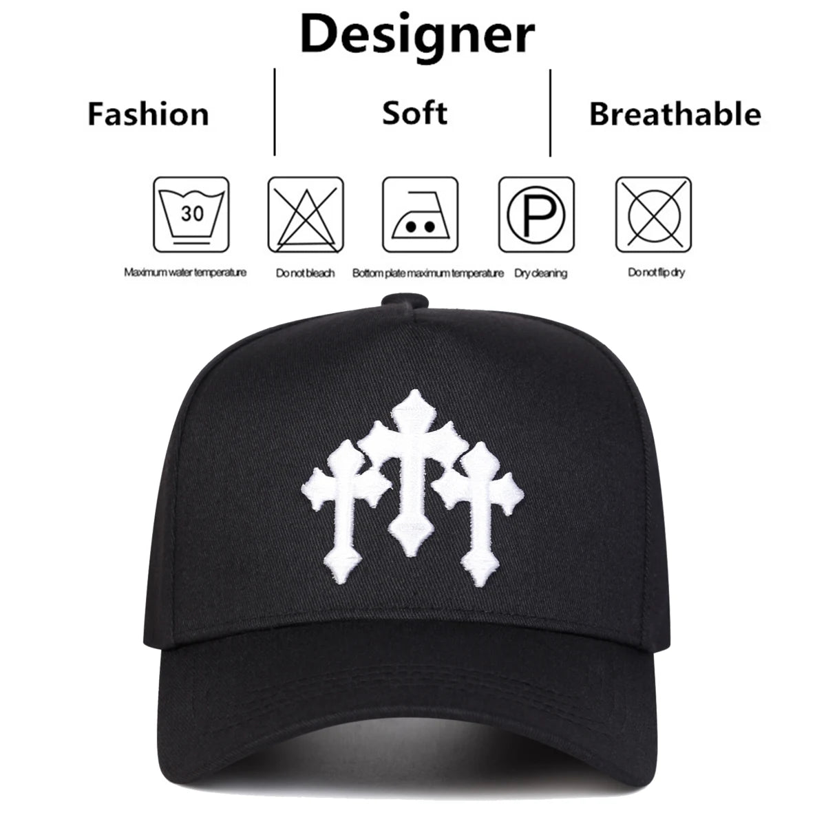 Unisex Cross Embroidery Baseball Caps Spring And Autumn
