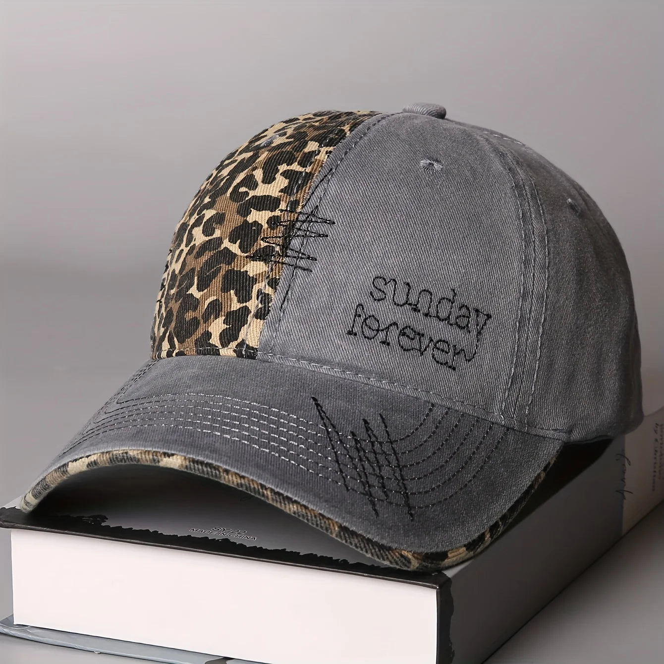 Leopard Print Letter Embroidered Baseball Cap