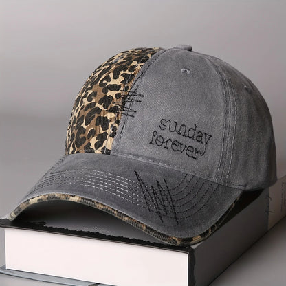 Leopard Print Letter Embroidered Baseball Cap