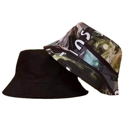 Street Graffiti Men's Bucket Hat Double-Sided Hip Hop Outdoor