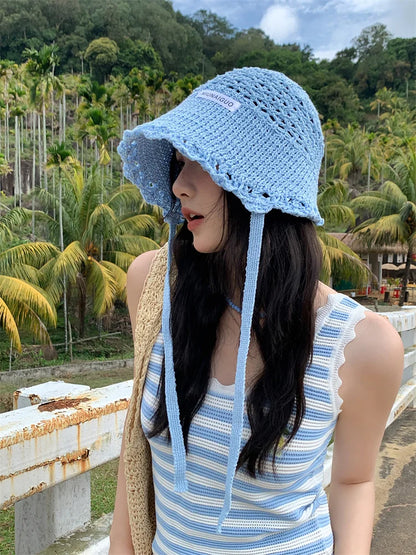 2026 New Korean Sle Woven Hollow Fierman Hat