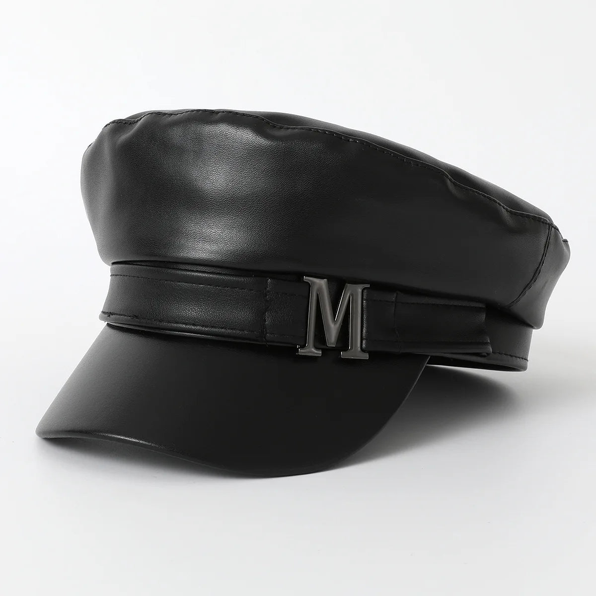 Fashion PU Leather Beret Vintage England Flat
