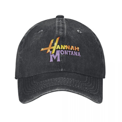 Hannah Montana Logo Baseball Cap Fashion Distressed Washed Miley Cyrus Funny