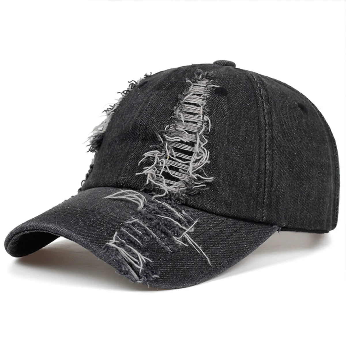 New Perforated Men's And Women's Washed Old Denim Duckbill Hats
