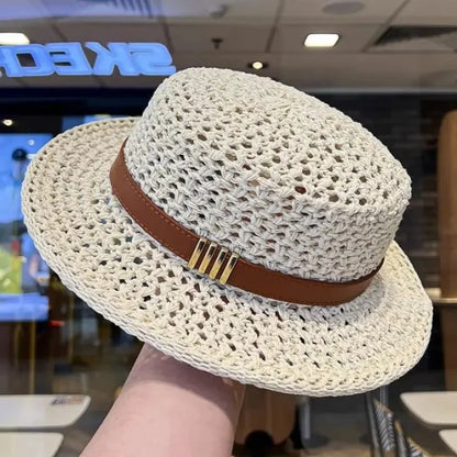 New Flat Top Sun Hat 2026 Delicate Weaving Straw Hat