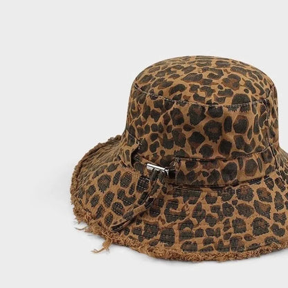 Autumn Ladies Leopard Print Fisherman Hat
